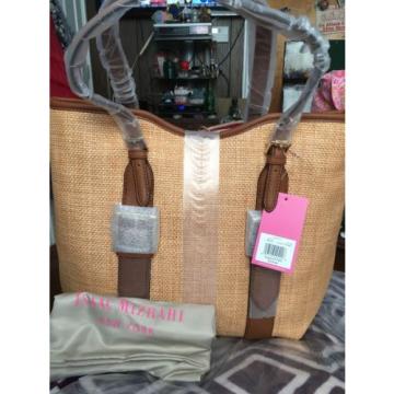 ISAAC MIZRAH DESIGNER Tote Straw shoulder Handbag Retails $278 Great  Summer Bag