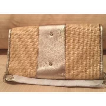 Kate Spade Straw Leather Gold Chain Shoulder Bag Gold Beautiful