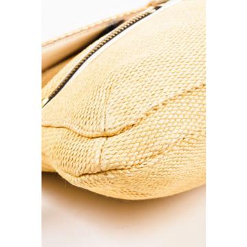Lanvin Cream Beige Woven Straw Leather Chain Strap Shoulder Bag