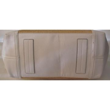 Ralph Ralph Lauren Percy White Leather Straw Tote Shoulder Bag