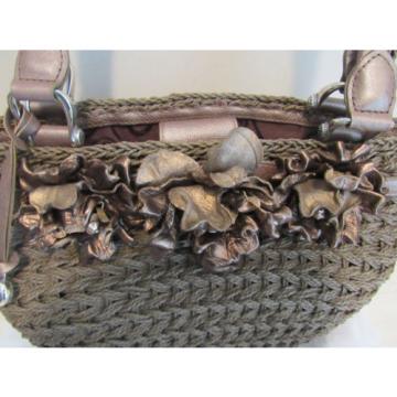 NEW BRIGHTON LEATHER FLORAL STRAW BAG