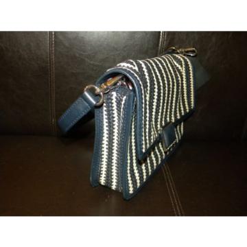 NWT MARC BY MARC JACOBS STRIPEY CONVERTIBLE CLUTCH NAVY BLUE STRAW BAG
