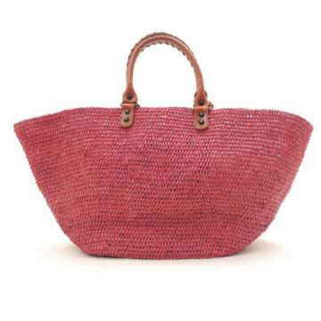 Authentic BALENCIAGA Pink Straw basket bag Tote Bag Handbag 236743 5660