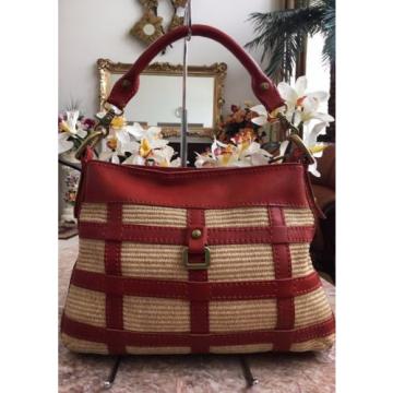 New  Fossil Fifty Four Leather &amp; Straw Purse Hand Bag