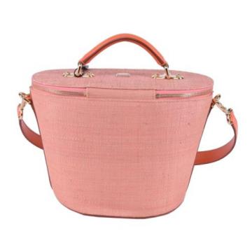 DOLCE &amp; GABBANA RUNWAY Raffia Handbag Bag Pink Orange 03569
