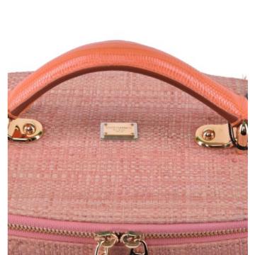 DOLCE &amp; GABBANA RUNWAY Raffia Handbag Bag Pink Orange 03569