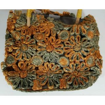 Woven Straw Floral Bag Purse Satchel Handbag Weave Straw