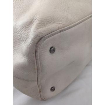 COLE HAAN Beige Leather/ Straw Burlap DRAWSTRING Tote Shoulder Bag Hobo