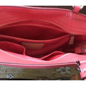 Authentic Coach Straw Patent Leather Flower Applique Tote Purse Bag M1369F29861