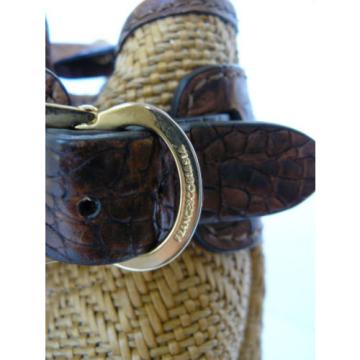 Beautiful Francesco Biasia Woven Jute / Straw &amp; Leather Handbag / Tote Bag EUC