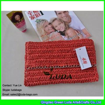 LDZS-007 wholesale handbag lady hand crochet straw clutch handbag