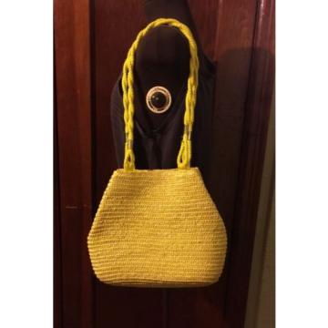 Nice Yellow Shoulder Bag With Rope Style Straps Good Cond. Med Size