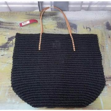 NWT New Merona Target Straw Paper Tote Bag Purse Solid Black $29.99 Retail