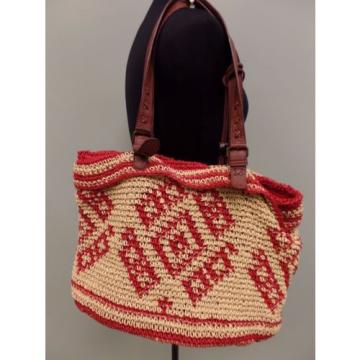 Lucky Brand Straw Tote Shoulder Bag Handbag Large Hippie Boho Very Nice