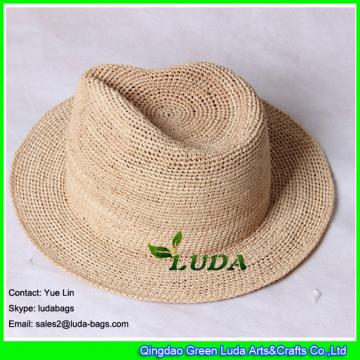 LDMZ-006 natural lady trilby crochet beach straw hats
