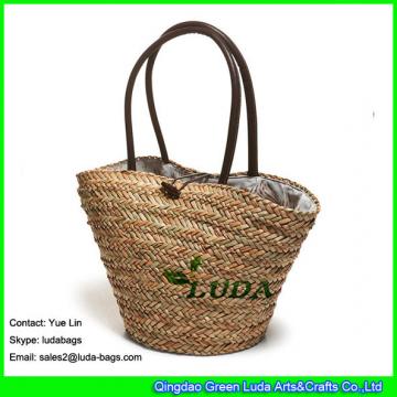 LDSC-006 wholesale natural straw seagrass beach tote bag