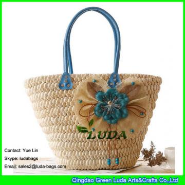 LDYP-081 2017 new look handbags flower cornhusk woven straw tote bag