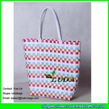 LDSL-016 2017 new colorful pp strap woven straw beach bag wholesale bags