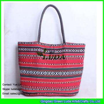 LDFB-005 big size tote bag red sadu fabric beach bags for women