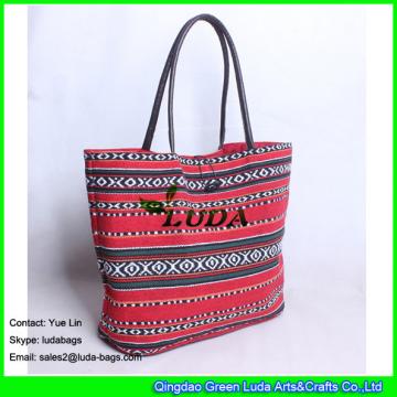 LDFB-005 big size tote bag red sadu fabric beach bags for women