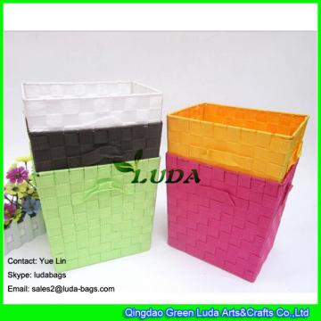 LDKZ-002  candy color home storage bin polyester tye straw squarte storage basket