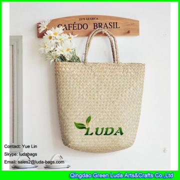 LDSC-015 natural water grass totes handwoven flower beach basket straw bags