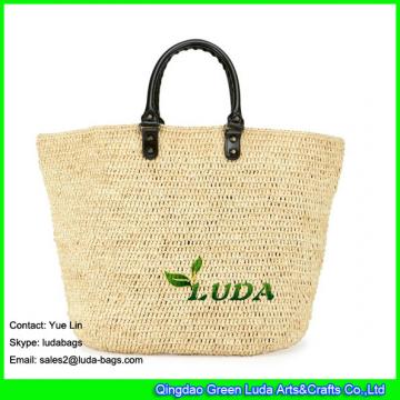 LDLF-025 lady knitted shopper bag 2017 summer natural straw raffia tote
