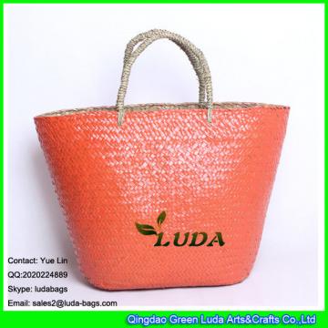 LDSC-102 white star painted straw bags handwoven water grass straw beach bag