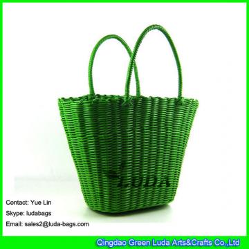 LDSL-077 candy color straw bag pp tube woven basket tote bag
