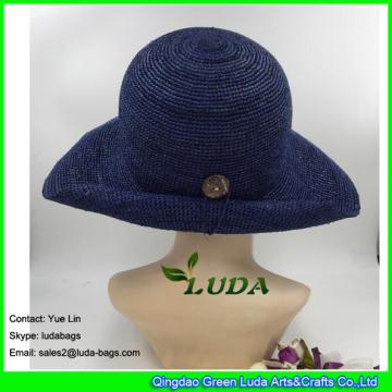 LDMZ-010 big brim visor raffia beach hats hand crochetting  straw women raffia hat