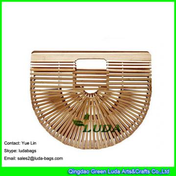 LDBB-006 2017 new handmade hollow straw handbag natural bamboo straw clutch