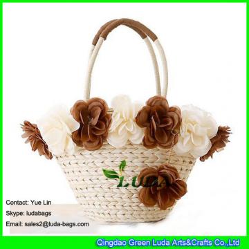 LDYP-093 lake blue subshrubby peony flower beach bag cornhusk straw tote bag