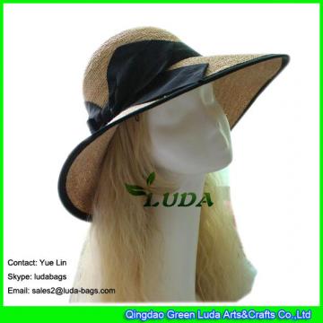 LDMZ-019 black bowknot sun hat large brim raffia beach straw hats