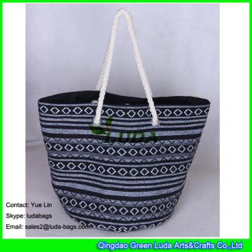 LDFB-011 black and white mixed woven sadu beach tote bags