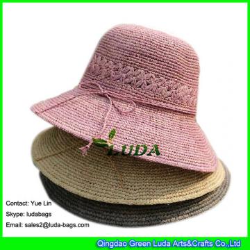 LDMZ-012 2017 new summer beach raffia straw sun hat hand crochet raffia hats