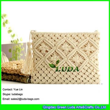 LDMX-008 hand fasten cotton rope handbag new design high quality macrame clutch bag