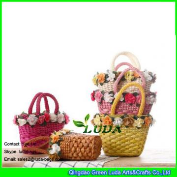 LDYP-002 classical small straw bag colorful floral handbag for kids