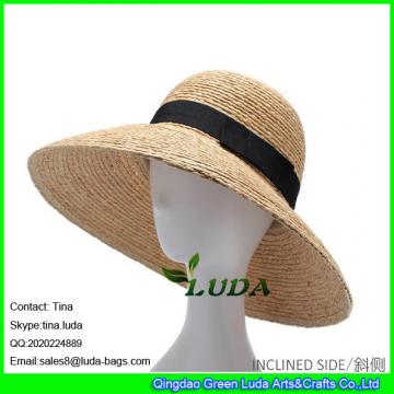 LDMZ-052  wholesale women beach hats large raffia fedora hats