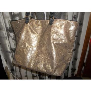 Victoria&#039;s Secret Gold Fantasy Glitter Handbag Purse Large Beach Tote Bag RARE