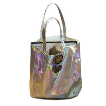 Holographic Women Handbag Laser Silver Hologram Shoulder Bag Big Beach Purse New