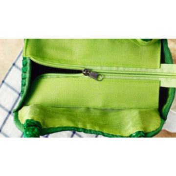 Women Straw Weave Green Frog Tote Purse Handmade Clutch Beach Bag Handbag New