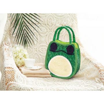 Women Straw Weave Green Frog Tote Purse Handmade Clutch Beach Bag Handbag New