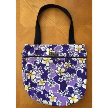 Reversible Purple/Gray Hawaiian Print Tote Beach Bag 15&#034;x16&#034;
