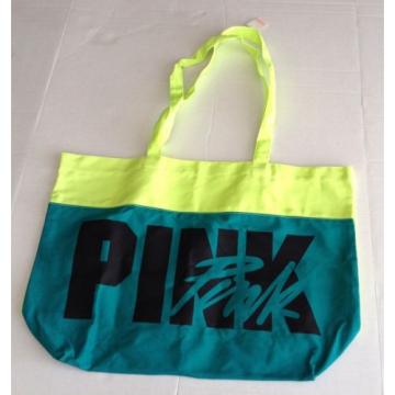 NWT Victoria&#039;s Secret PINK Beach Tote Bag Brazilian Teal-Neon Lemon New