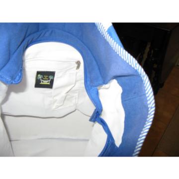 SUN &#039;N&#039; SAND  Blue Striped Cotton Handbag Tote Bag Overnight Beach XL