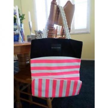 Victoria&#039;s Secret Pink White Black Stripe Handbag Tote Purse Sac Beach Pool Bag