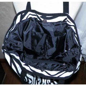 Black and White Zebra Print Large Tote Shopper Shoulder Bag Handbag Beach Bag