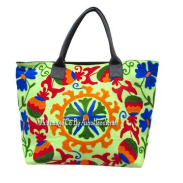 Indian Cotton Suzani Embroidery Handbag Woman Tote Shoulder Bag Beach Boho Bag13