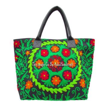 Indian Cotton Suzani Embroidery Handbag Woman Tote Shoulder Bag Beach Boho Bag 5