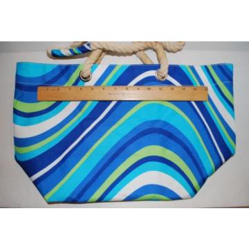 Rope Handle Beach Bag Canvas Striped Handbag Shopper Tote Shopping Travel Bag